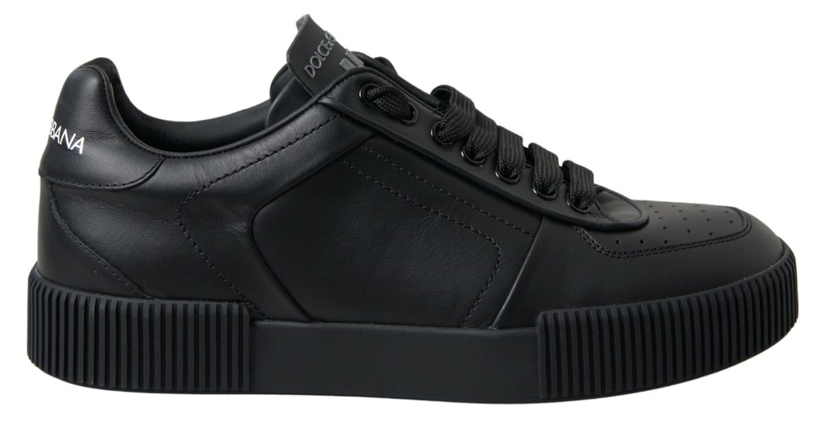 Dolce & Gabbana Elegant Black Leather Low Top Sneakers