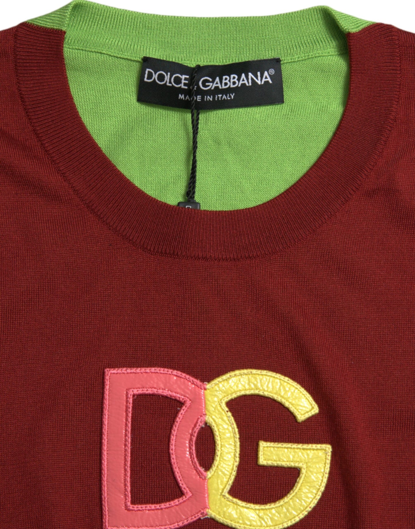 Dolce & Gabbana Red Green Silk DG Logo Sleeveless Tank Top