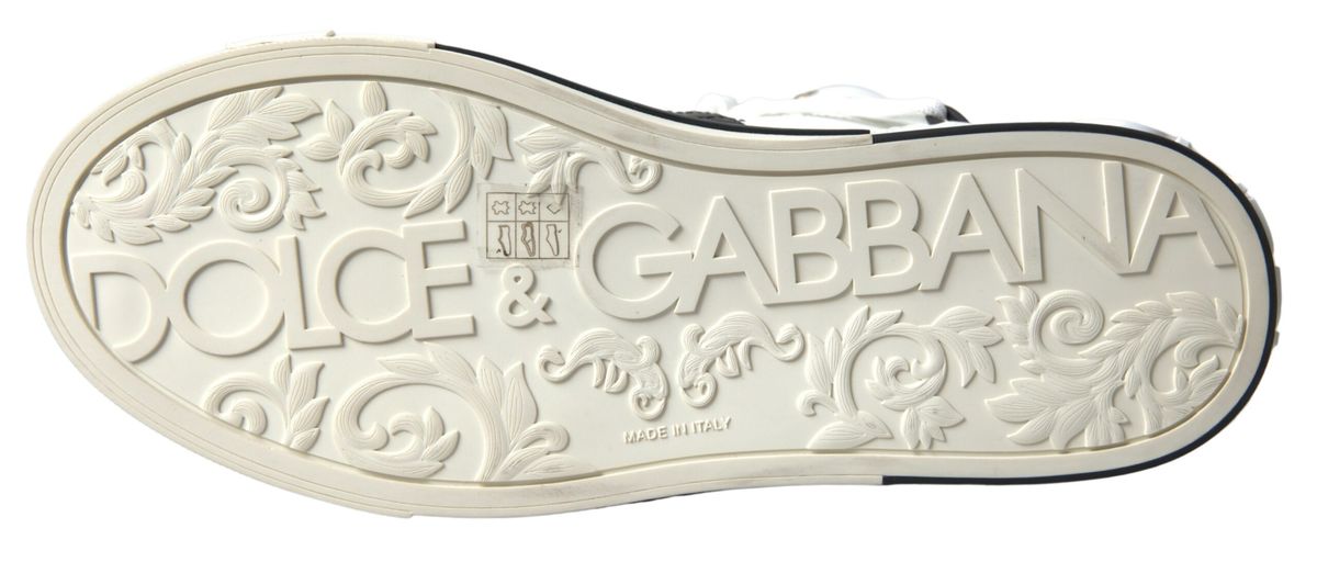 Dolce & Gabbana Elegant High Top Sneakers in White and Gold