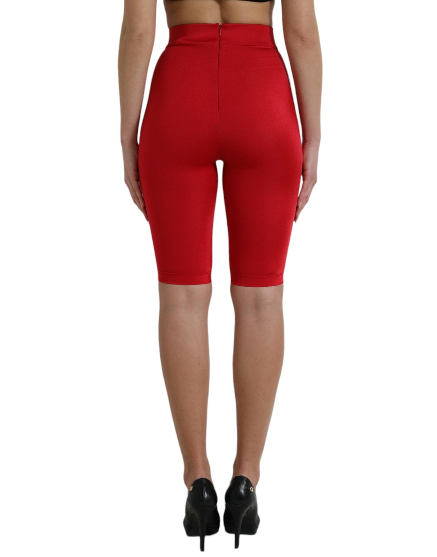 Dolce & Gabbana Red Stretch High Waist Cropped Leggings Pants