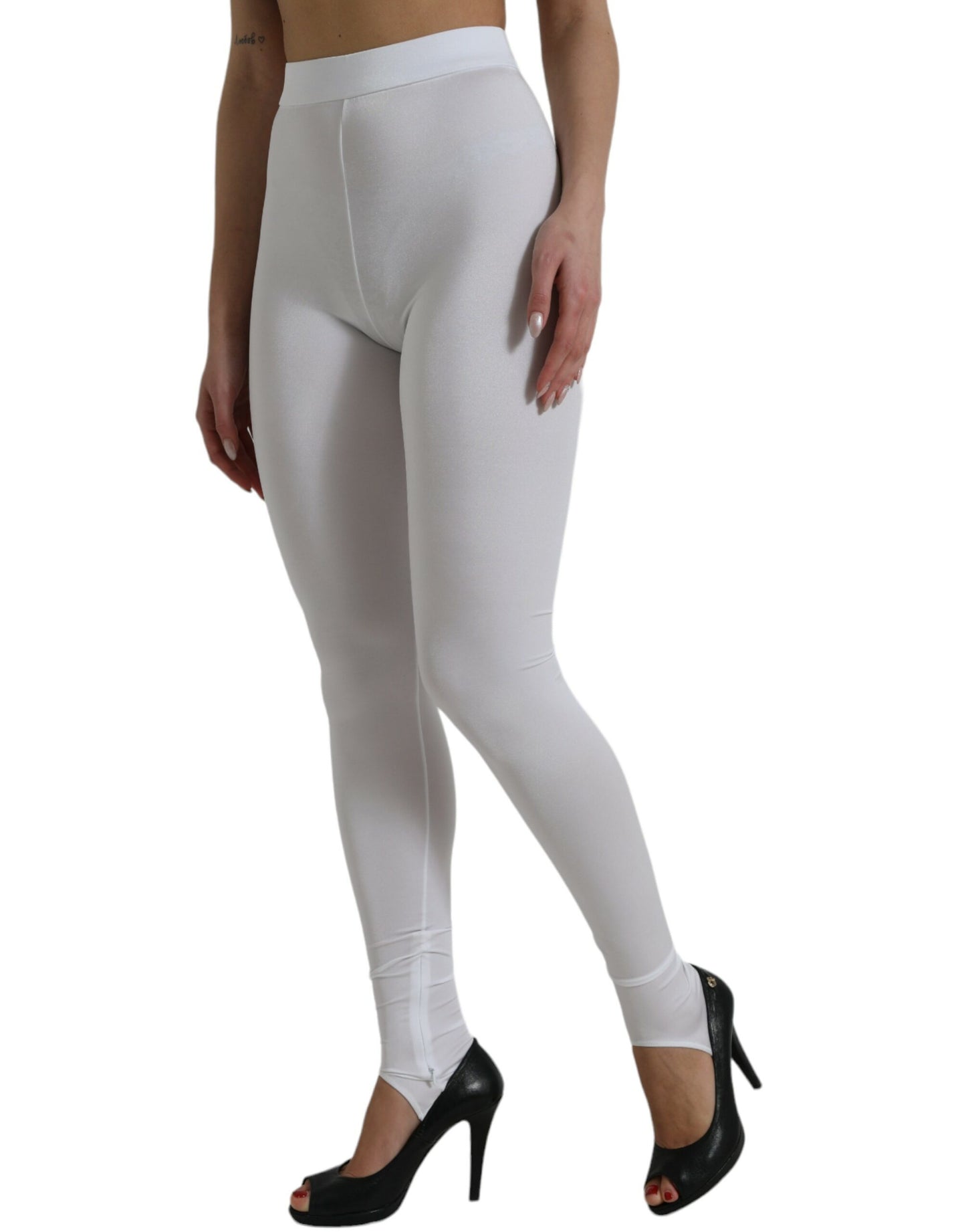 Dolce & Gabbana White Nylon Stretch Slim Leggings Pants