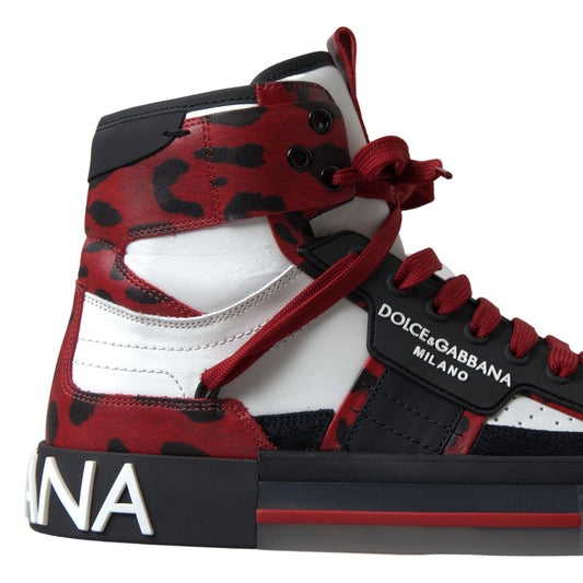 Dolce & Gabbana High-Top Leopard Sneakers in Lush Red Tones