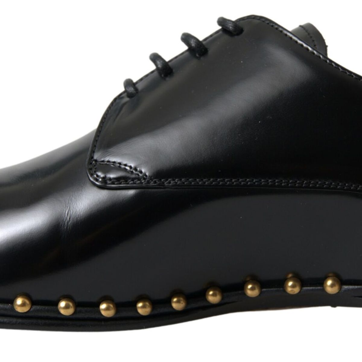 Dolce & Gabbana Elegant Gold-Accented Black Leather Dress Shoes