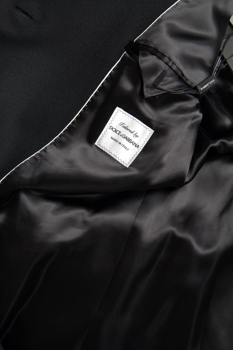 Dolce & Gabbana Sleek Black Wool-Cashmere Trench Coat