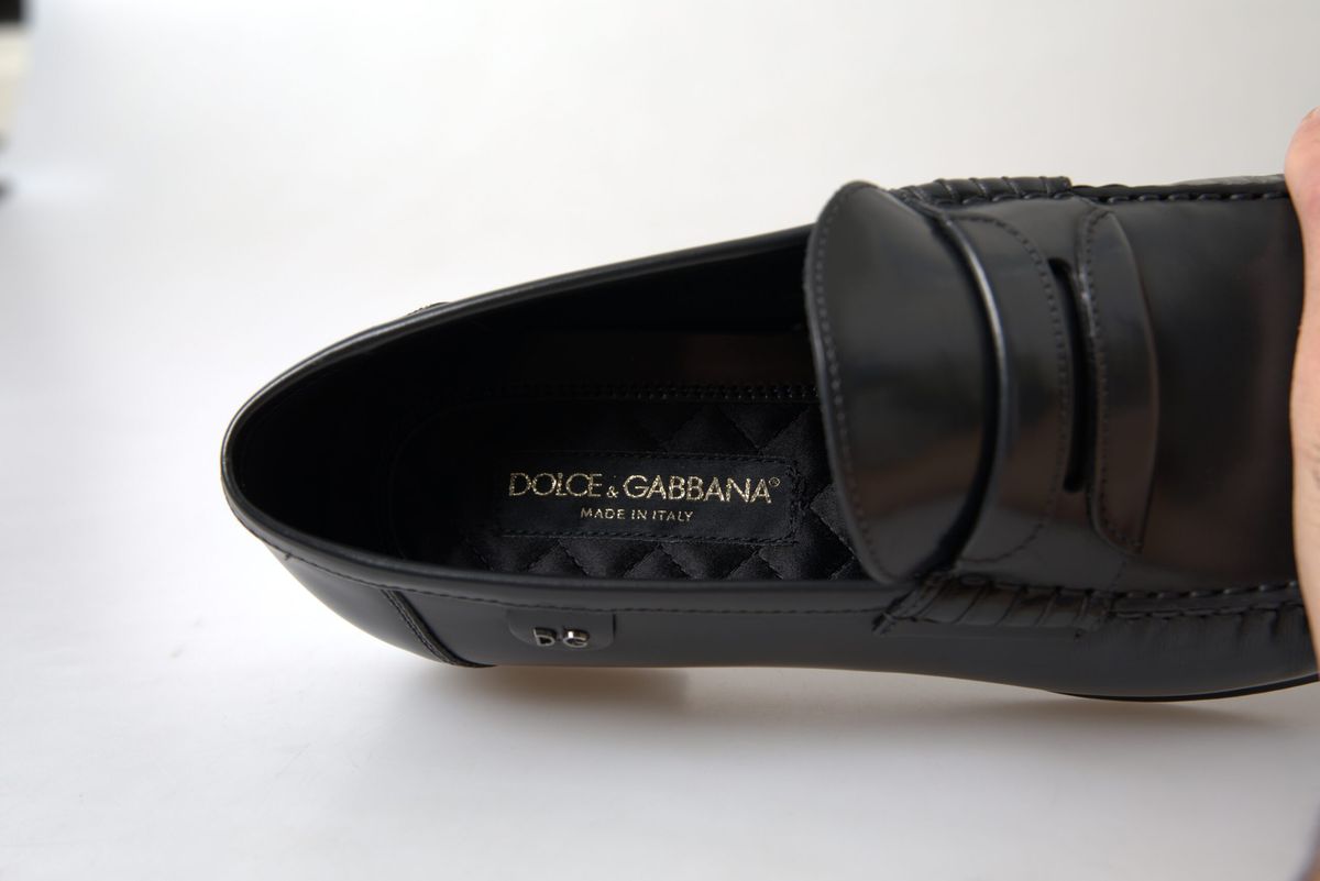 Dolce & Gabbana Elegant Black Leather Mens Loafers