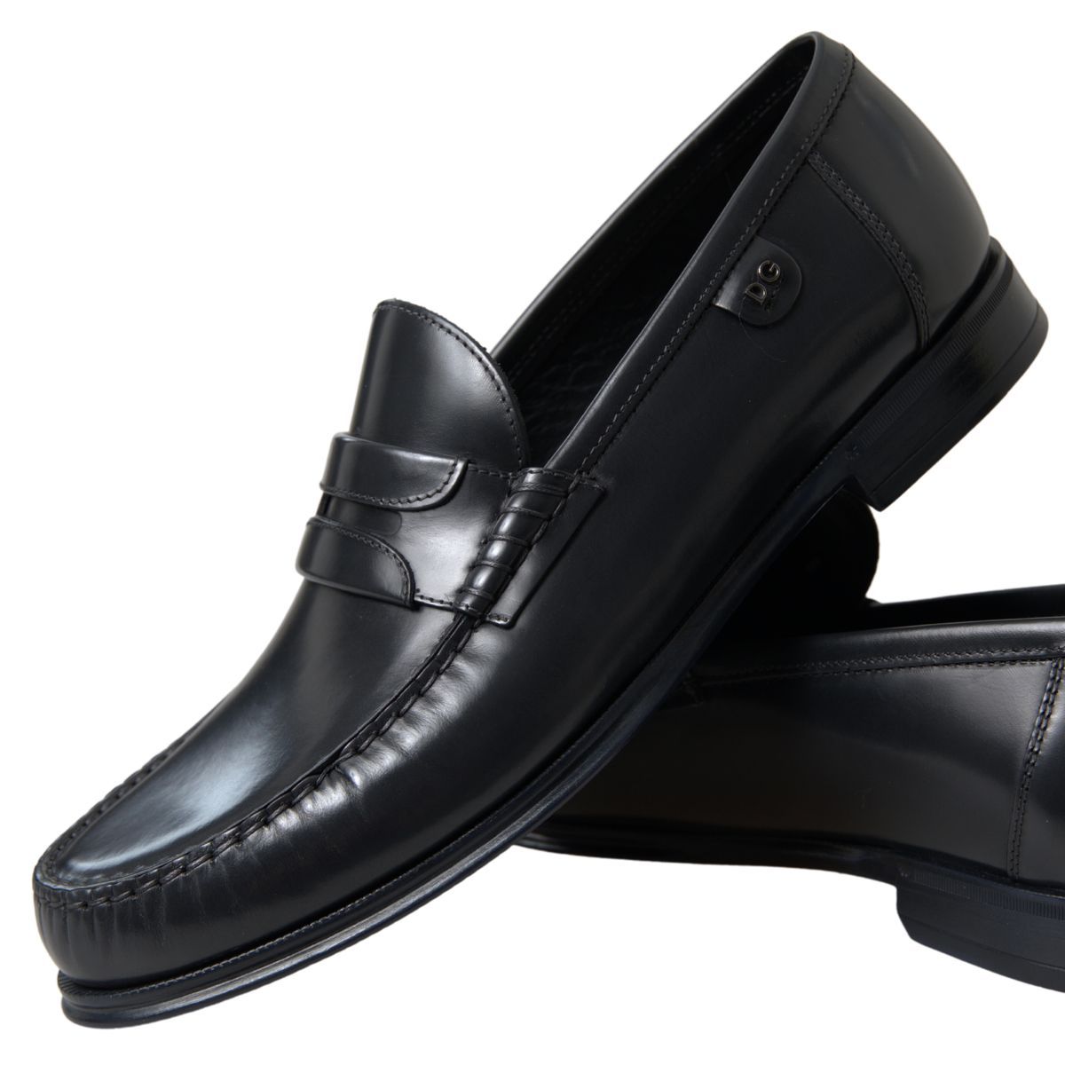 Dolce & Gabbana Elegant Black Leather Mens Loafers