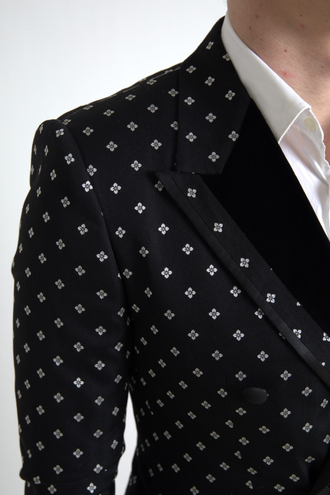 Dolce & Gabbana Elegant Geometric Patterned Slim Blazer