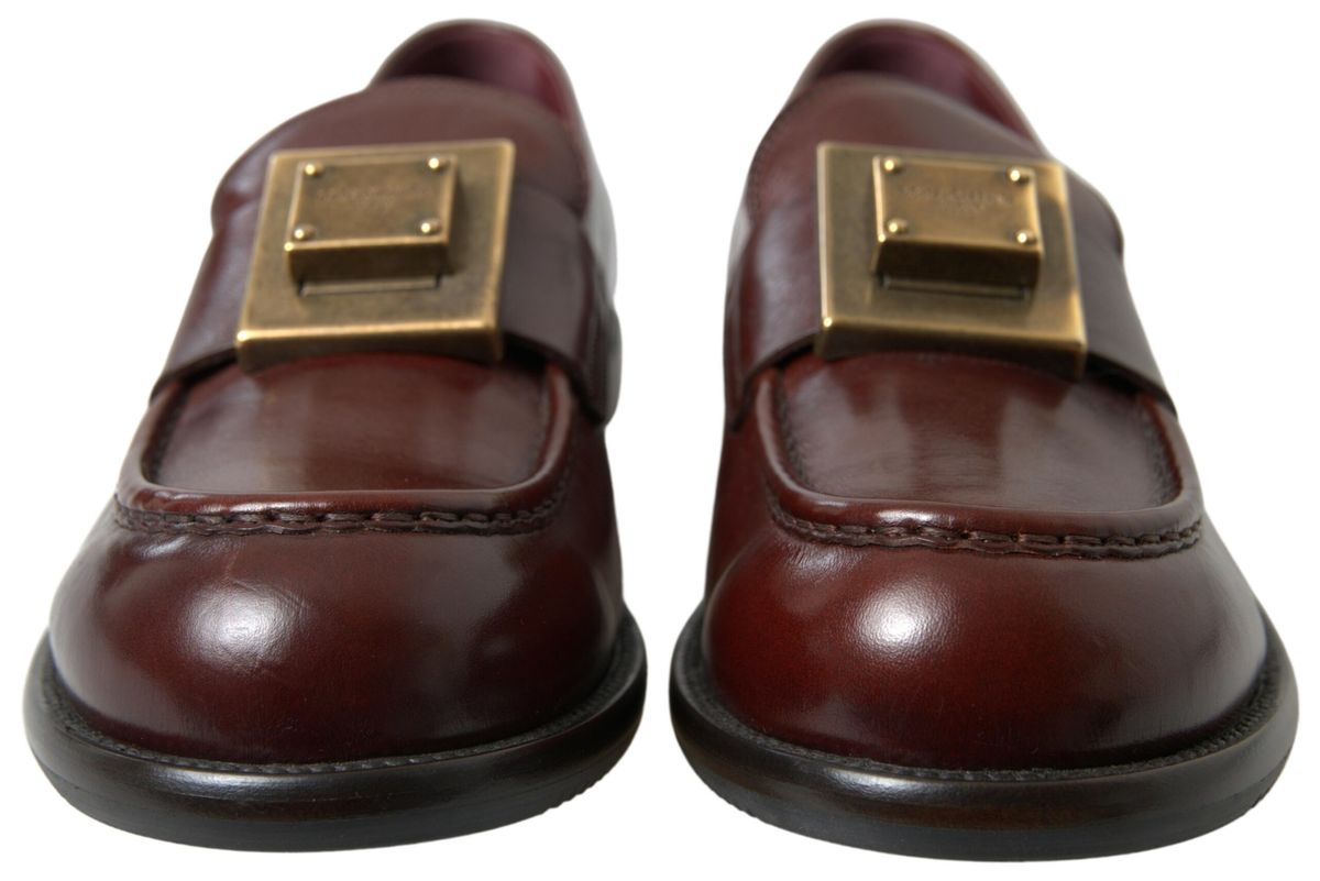 Dolce & Gabbana Elegant Bordeaux Leather Dress Loafers