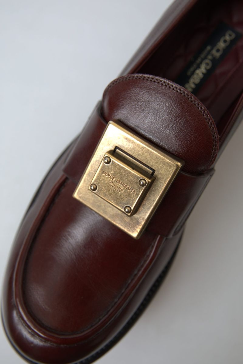 Dolce & Gabbana Elegant Bordeaux Leather Dress Loafers