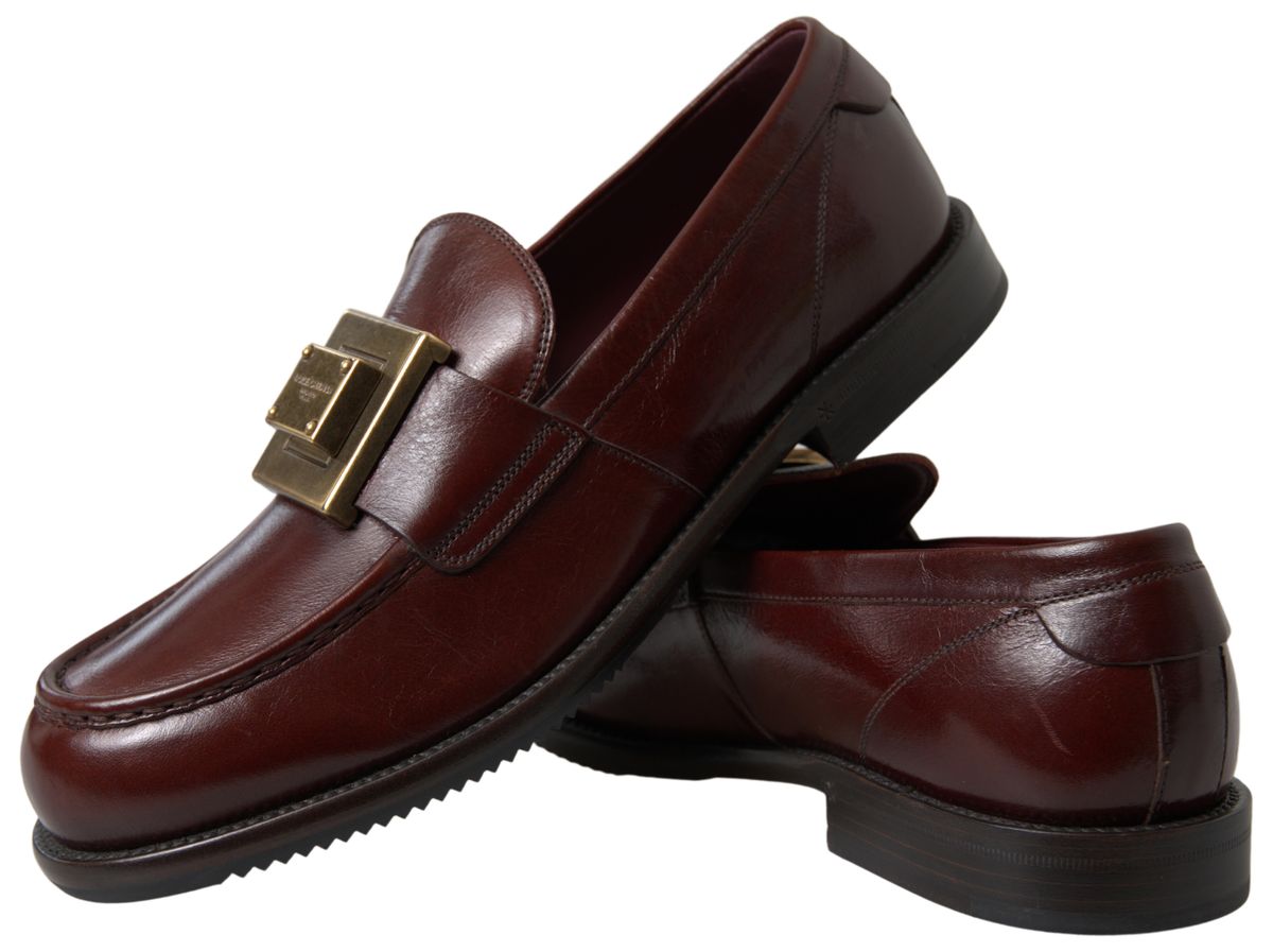 Dolce & Gabbana Elegant Bordeaux Leather Dress Loafers