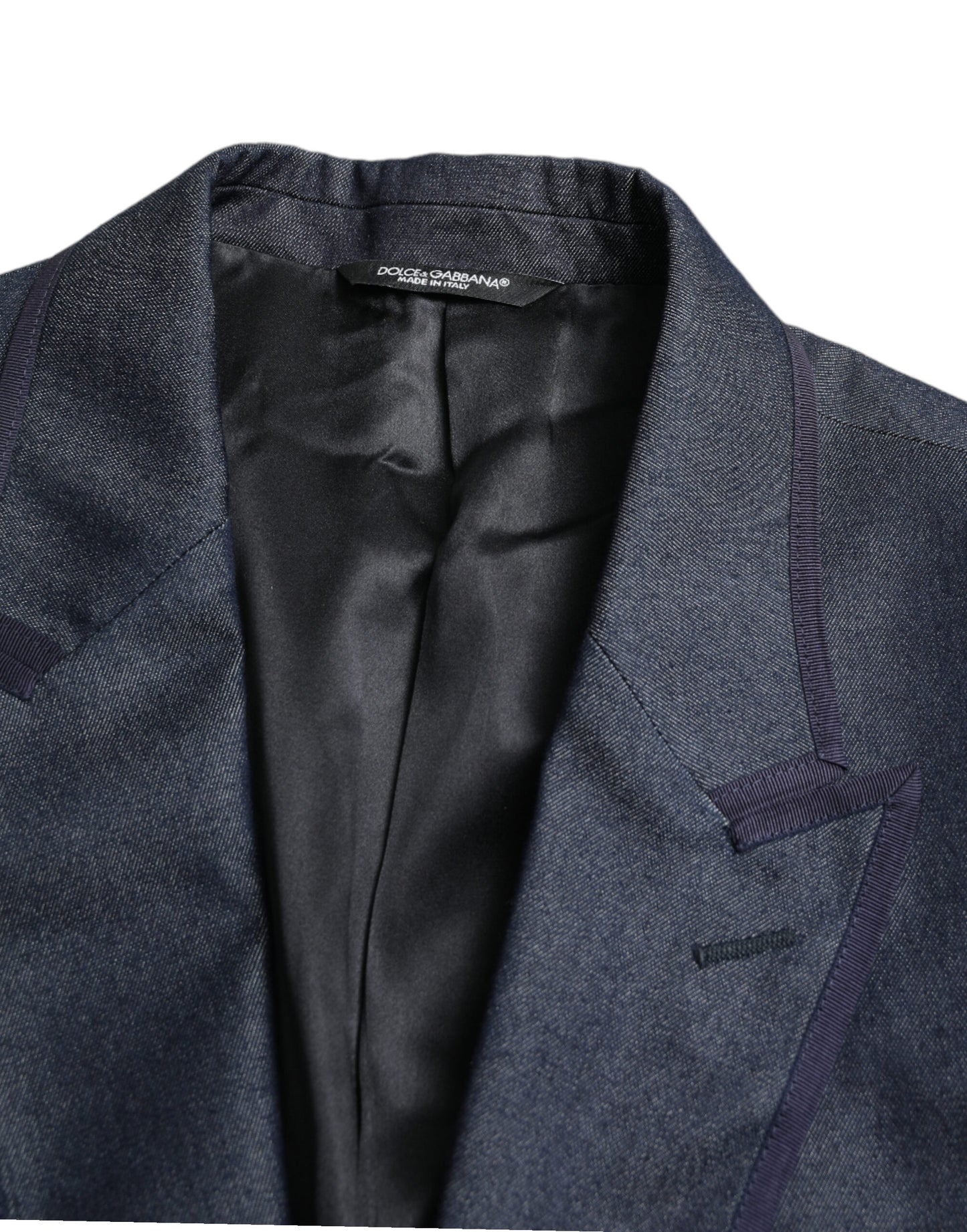 Dolce & Gabbana Blue Logo Embroidery Single Breasted Blazer