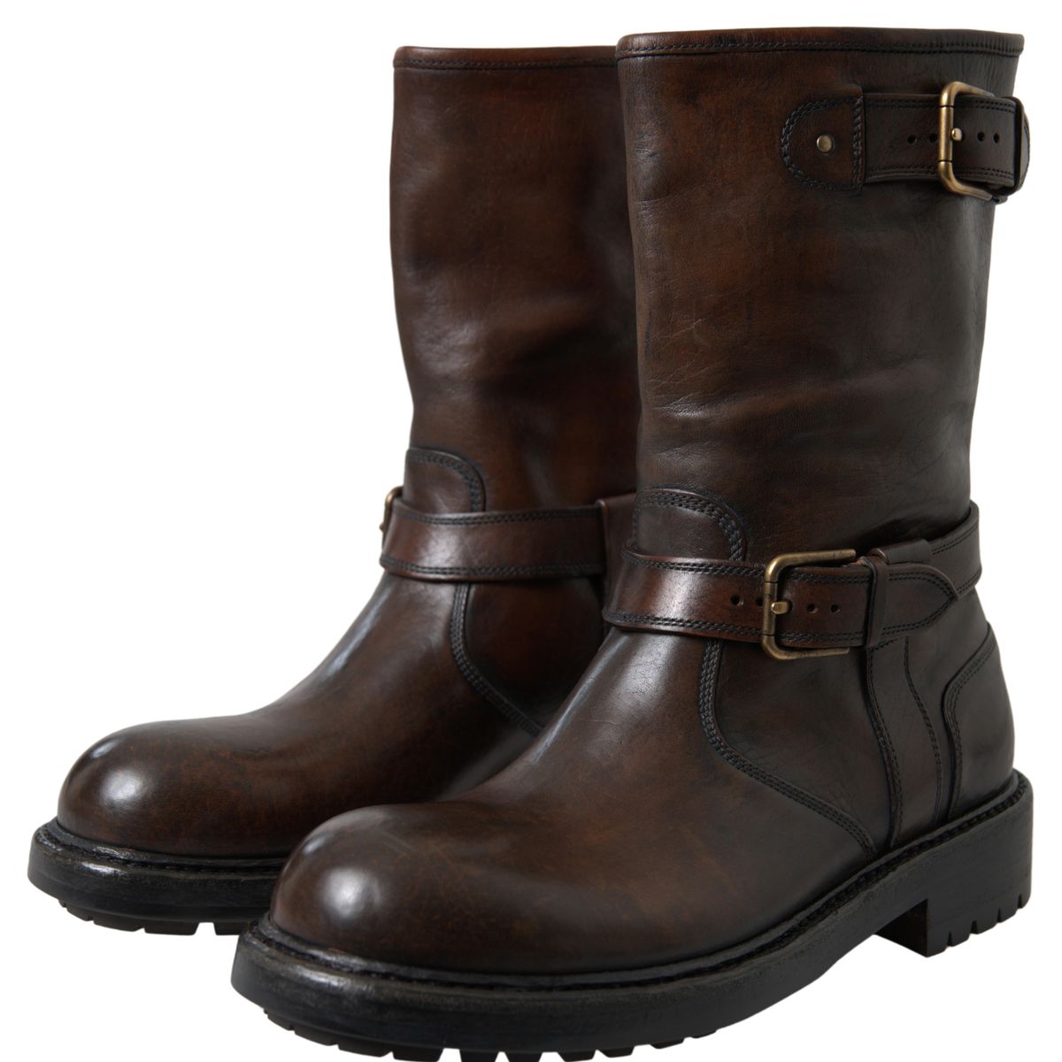 Dolce & Gabbana Brown Leather Midcalf Mens Boots