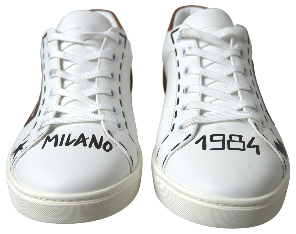 Dolce & Gabbana Chic White and Beige Casual Sneakers