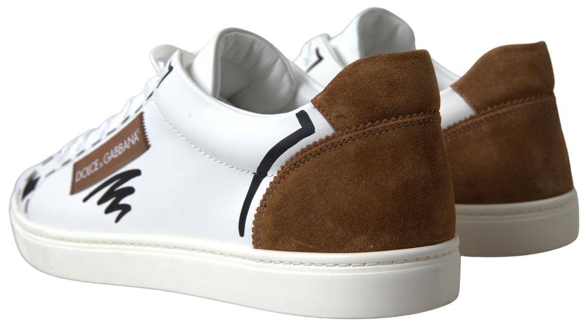 Dolce & Gabbana Chic White and Beige Casual Sneakers