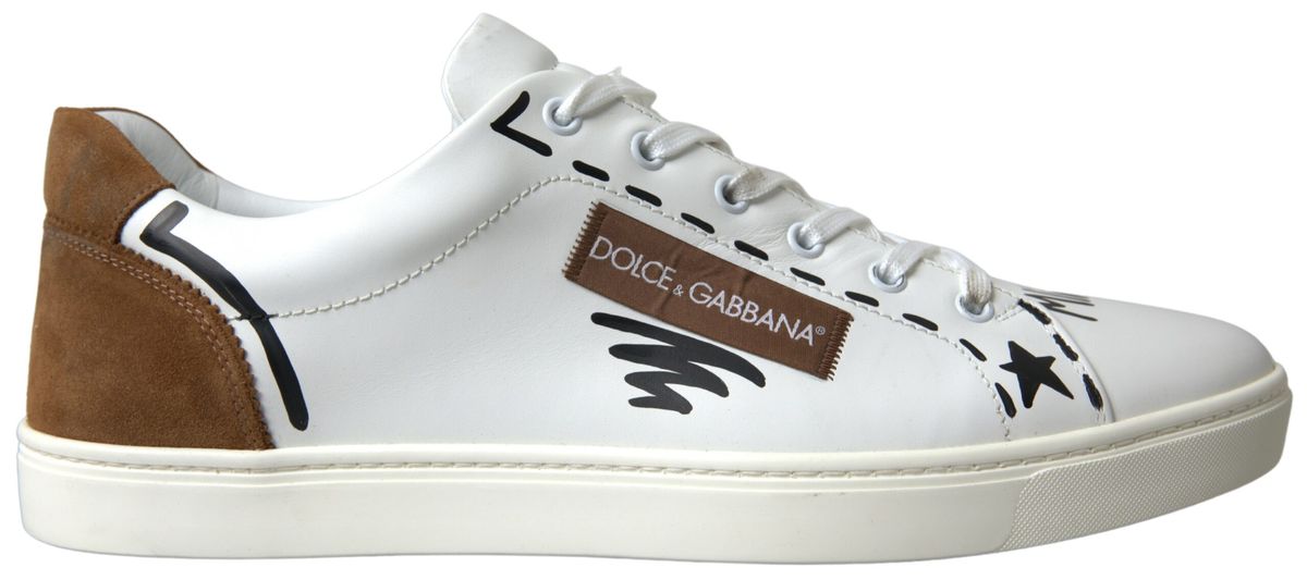 Dolce & Gabbana Chic White and Beige Casual Sneakers