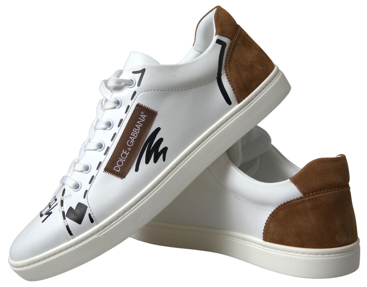 Dolce & Gabbana Chic White and Beige Casual Sneakers