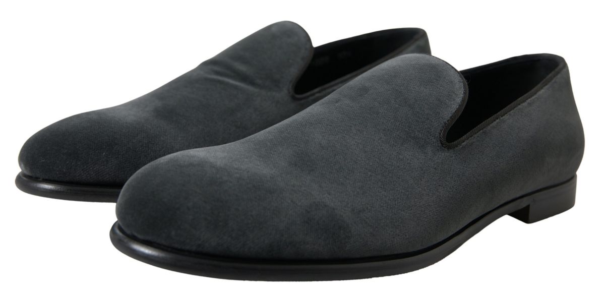 Dolce & Gabbana Elegant Gray Velvet Loafers for Men