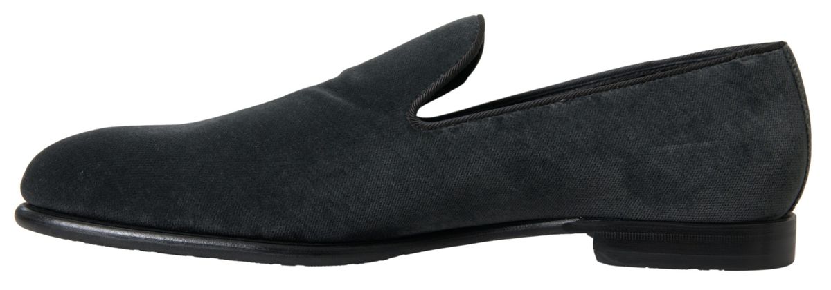 Dolce & Gabbana Elegant Gray Velvet Loafers for Men