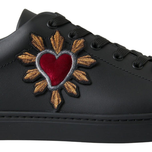 Dolce & Gabbana Elegant Heart Patch Leather Sneakers