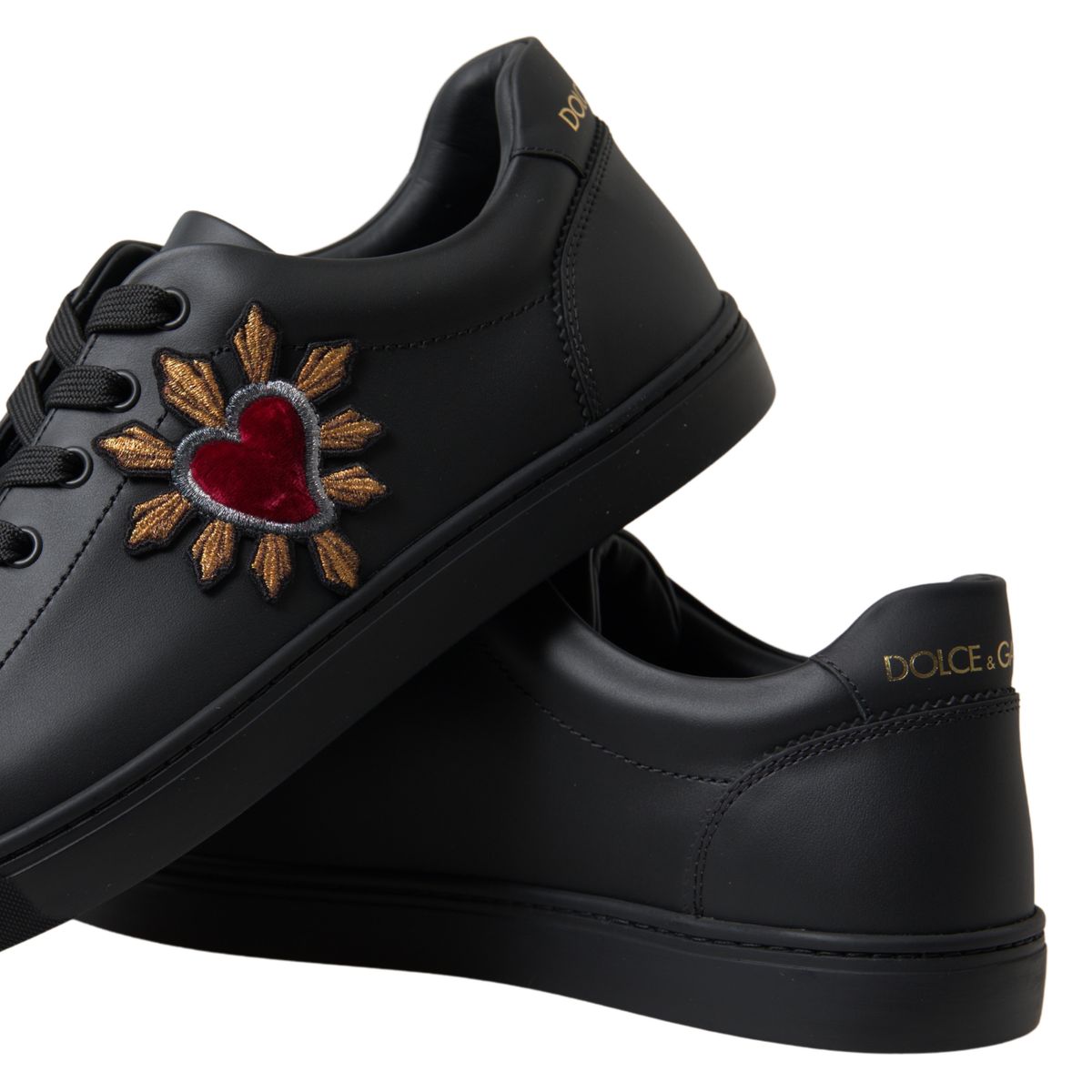 Dolce & Gabbana Elegant Heart Patch Leather Sneakers