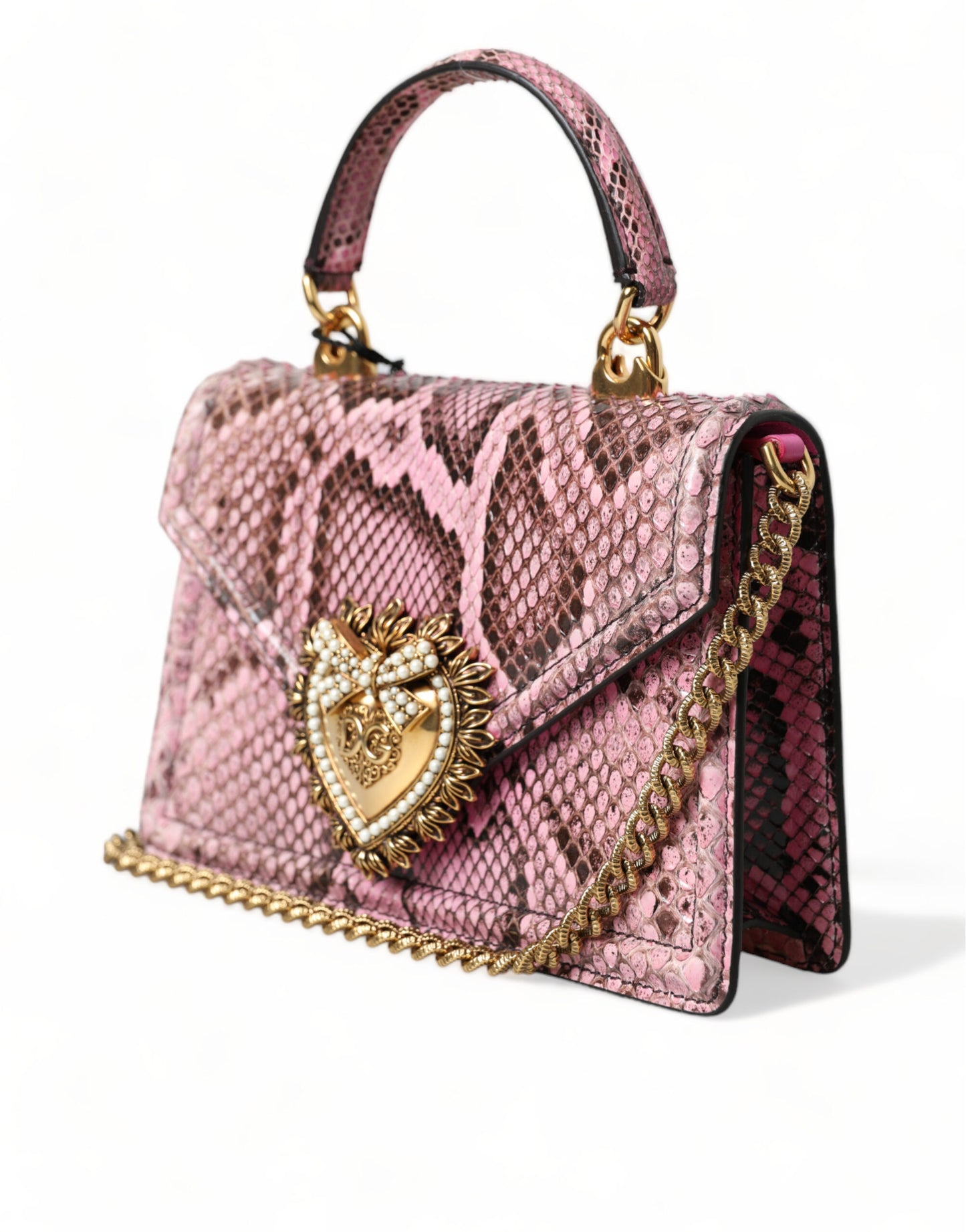 Dolce & Gabbana Pink Exotic Leather DEVOTION HEART Top Handle Shoulder Bag