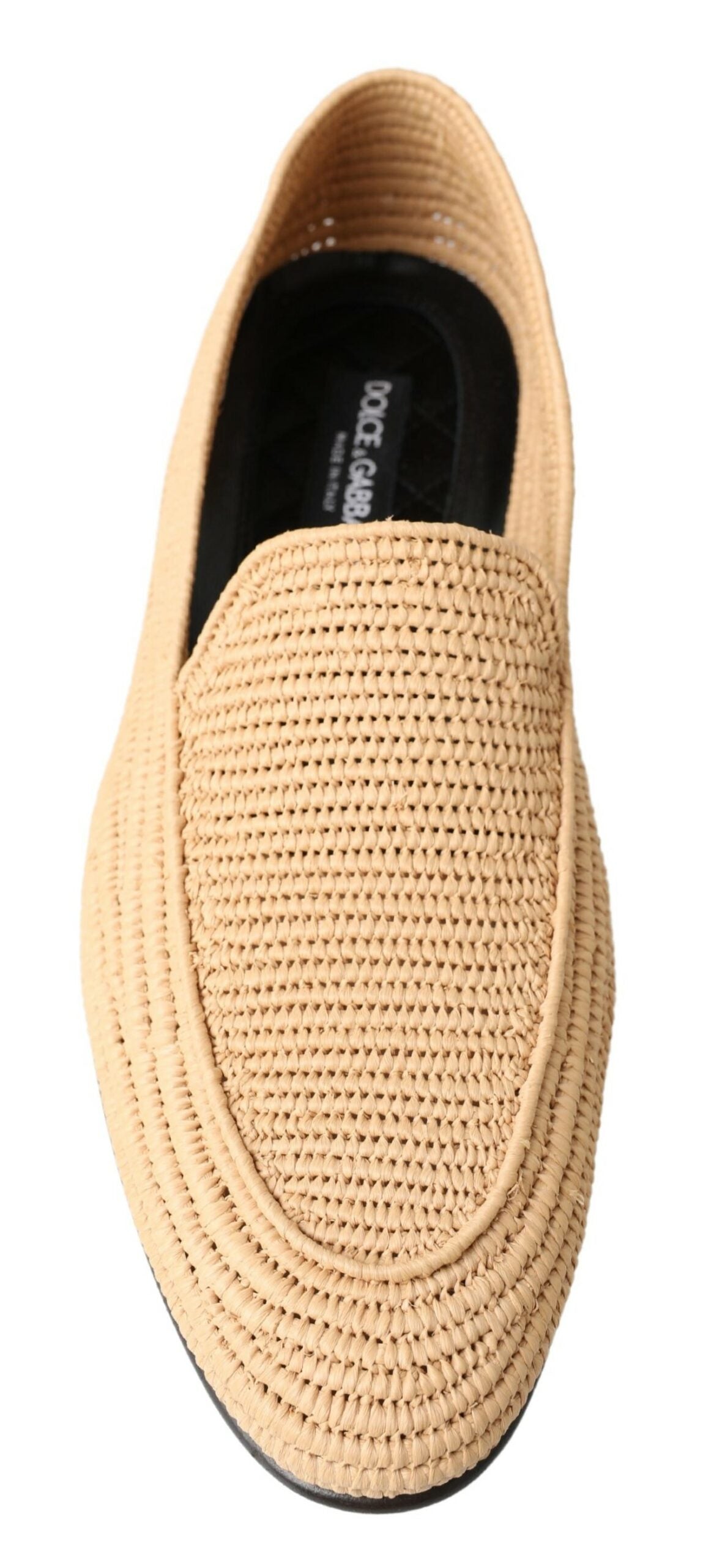 Dolce & Gabbana Beige Woven Viscose Loafers Men Casual Shoes