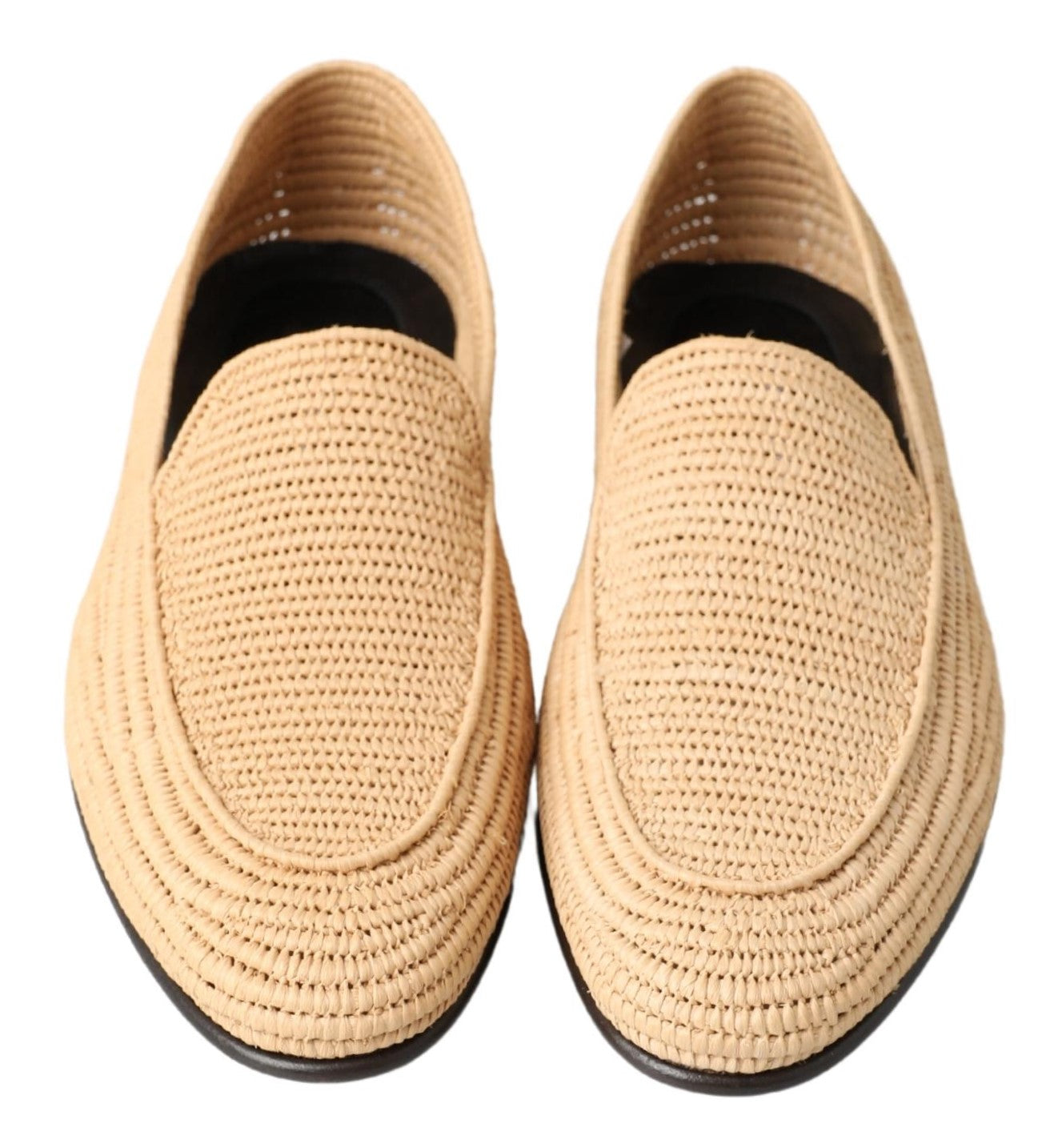 Dolce & Gabbana Beige Woven Viscose Loafers Men Casual Shoes