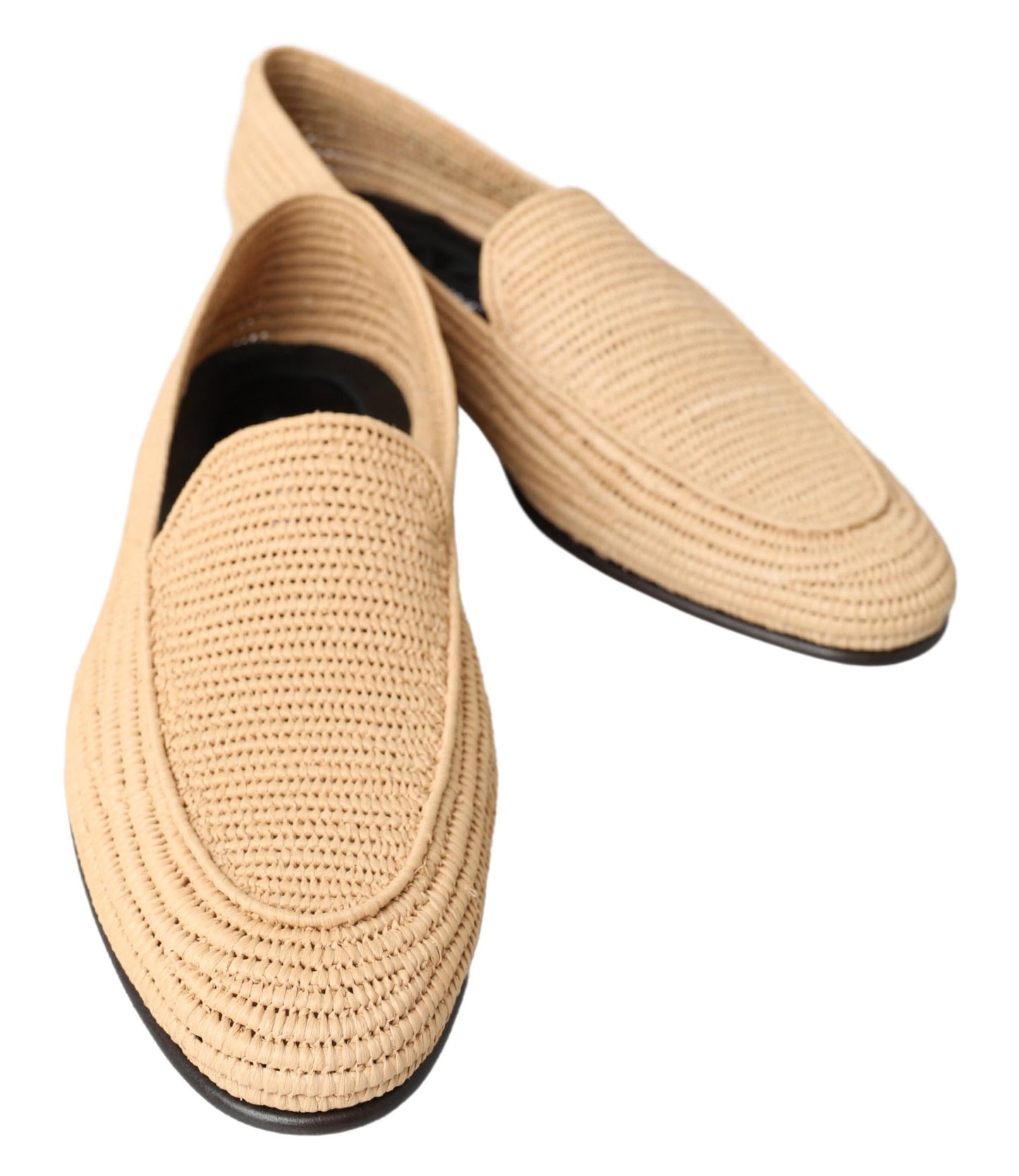 Dolce & Gabbana Beige Woven Viscose Loafers Men Casual Shoes