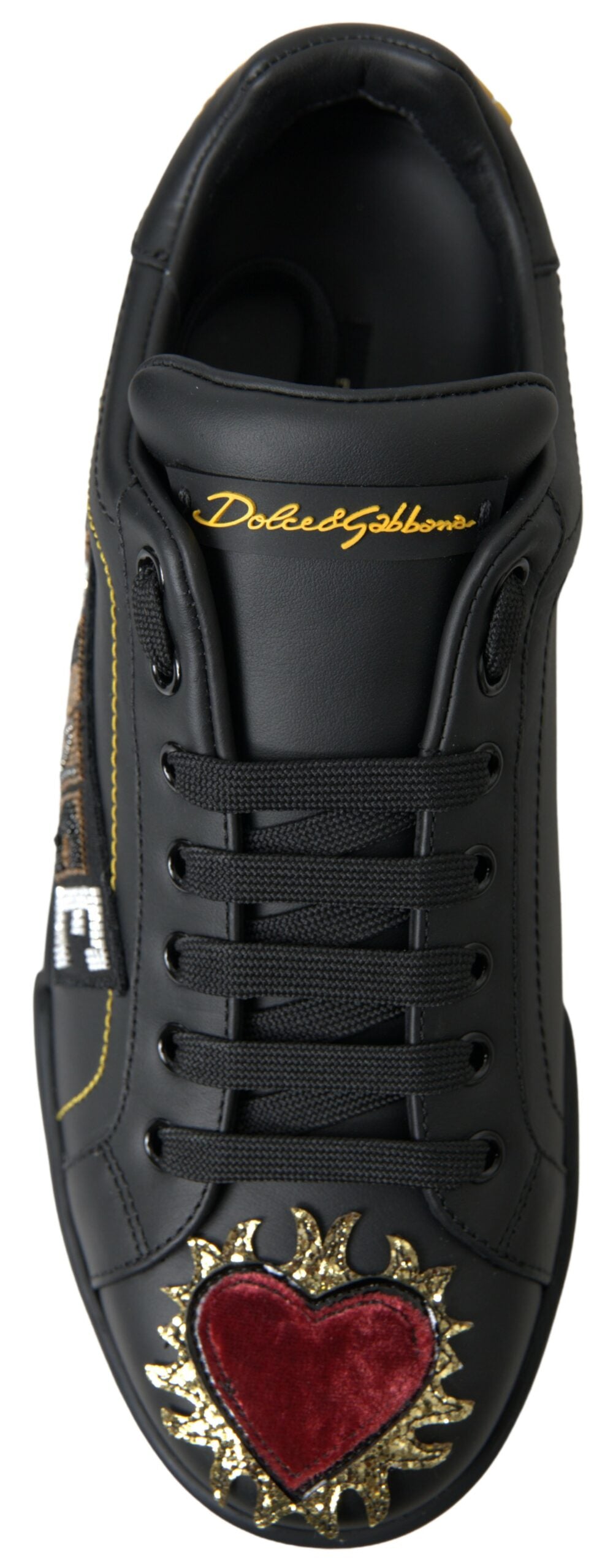 Dolce & Gabbana Black Leather Portofino Prince Sneakers