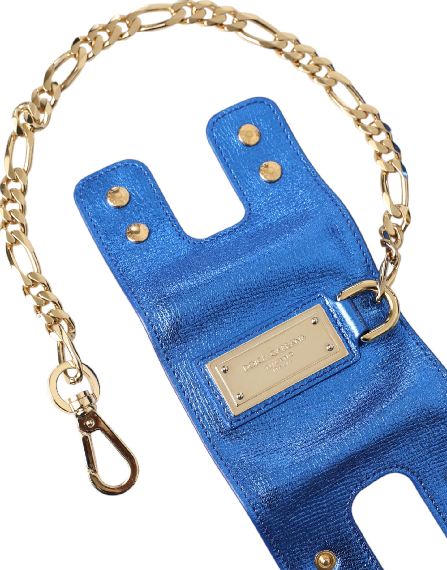 Dolce & Gabbana Blue Leather Bella Foiled Logo Shoulder Purse Bag