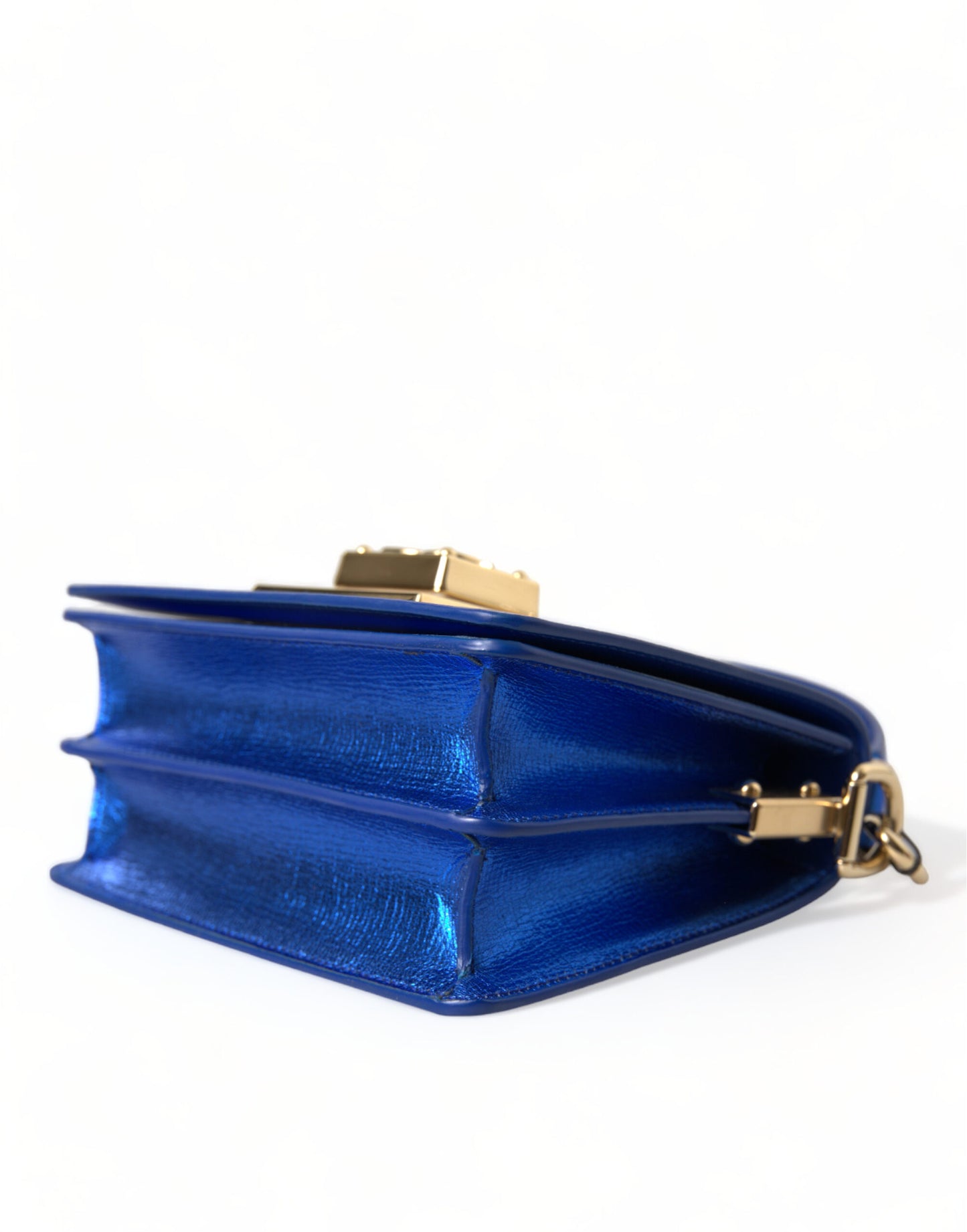 Dolce & Gabbana Blue Leather Bella Foiled Logo Shoulder Purse Bag