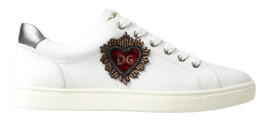 Dolce & Gabbana Elegant White Leather Low-Top Sneakers