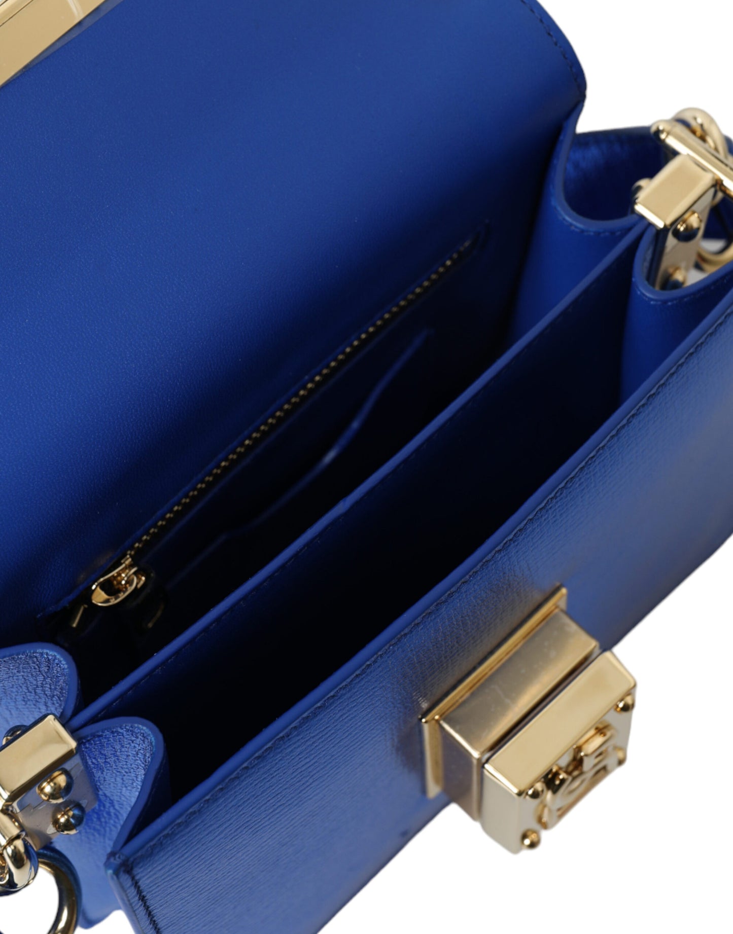 Dolce & Gabbana Blue Leather Bella Foiled Logo Shoulder Purse Bag