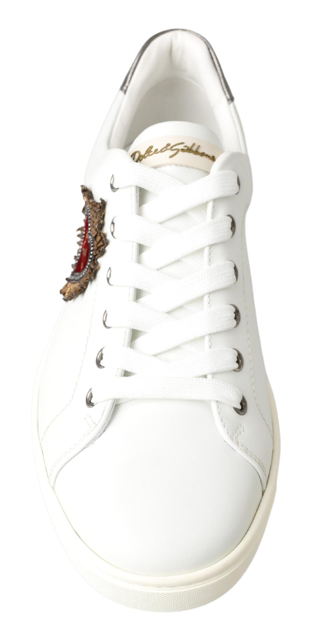 Dolce & Gabbana Elegant White Leather Low-Top Sneakers