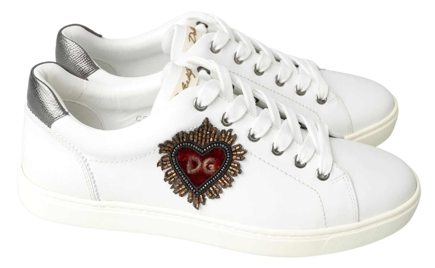 Dolce & Gabbana Elegant White Leather Low-Top Sneakers