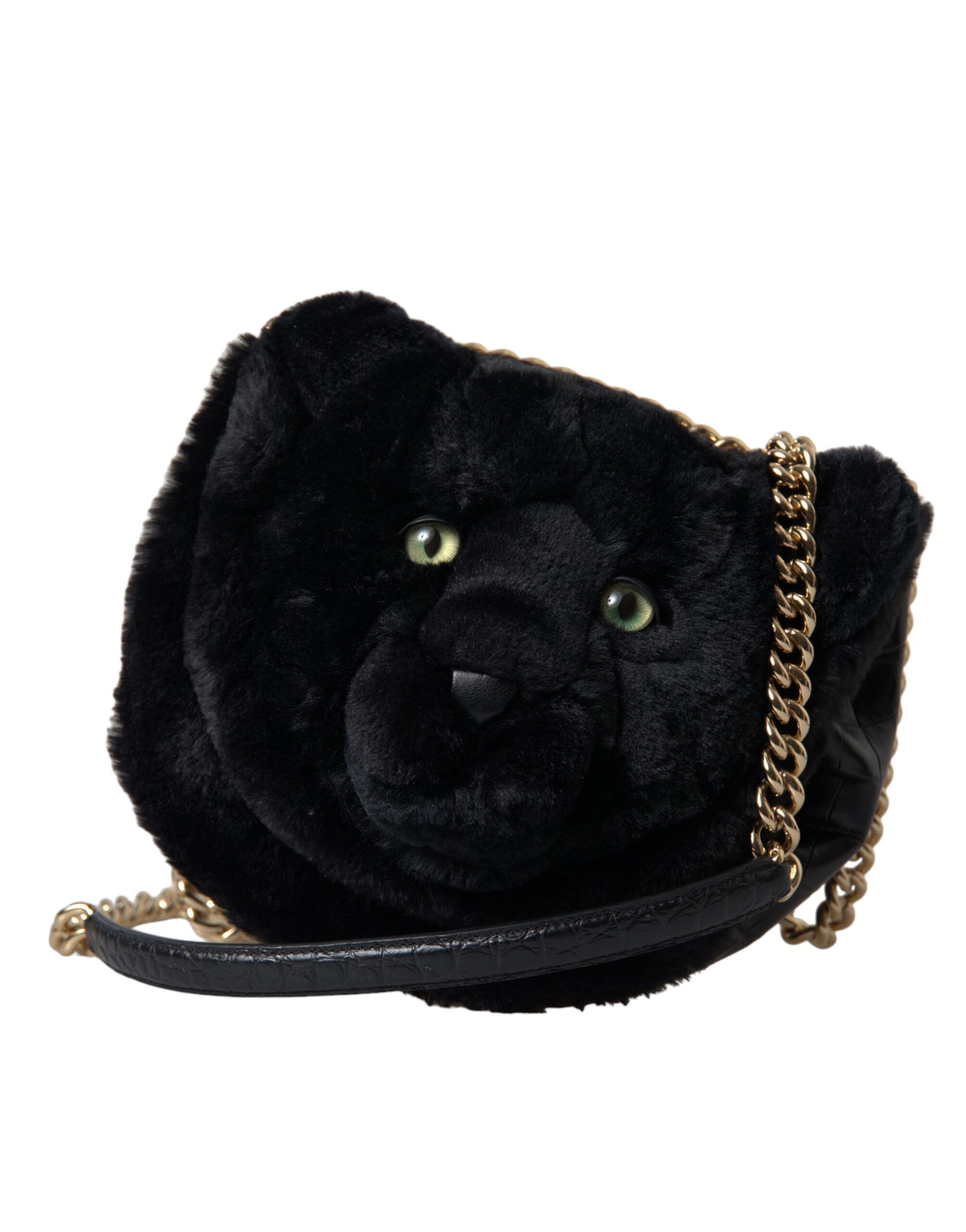 Dolce & Gabbana Black Faux Fur Leather DG Millennials Panther Bag