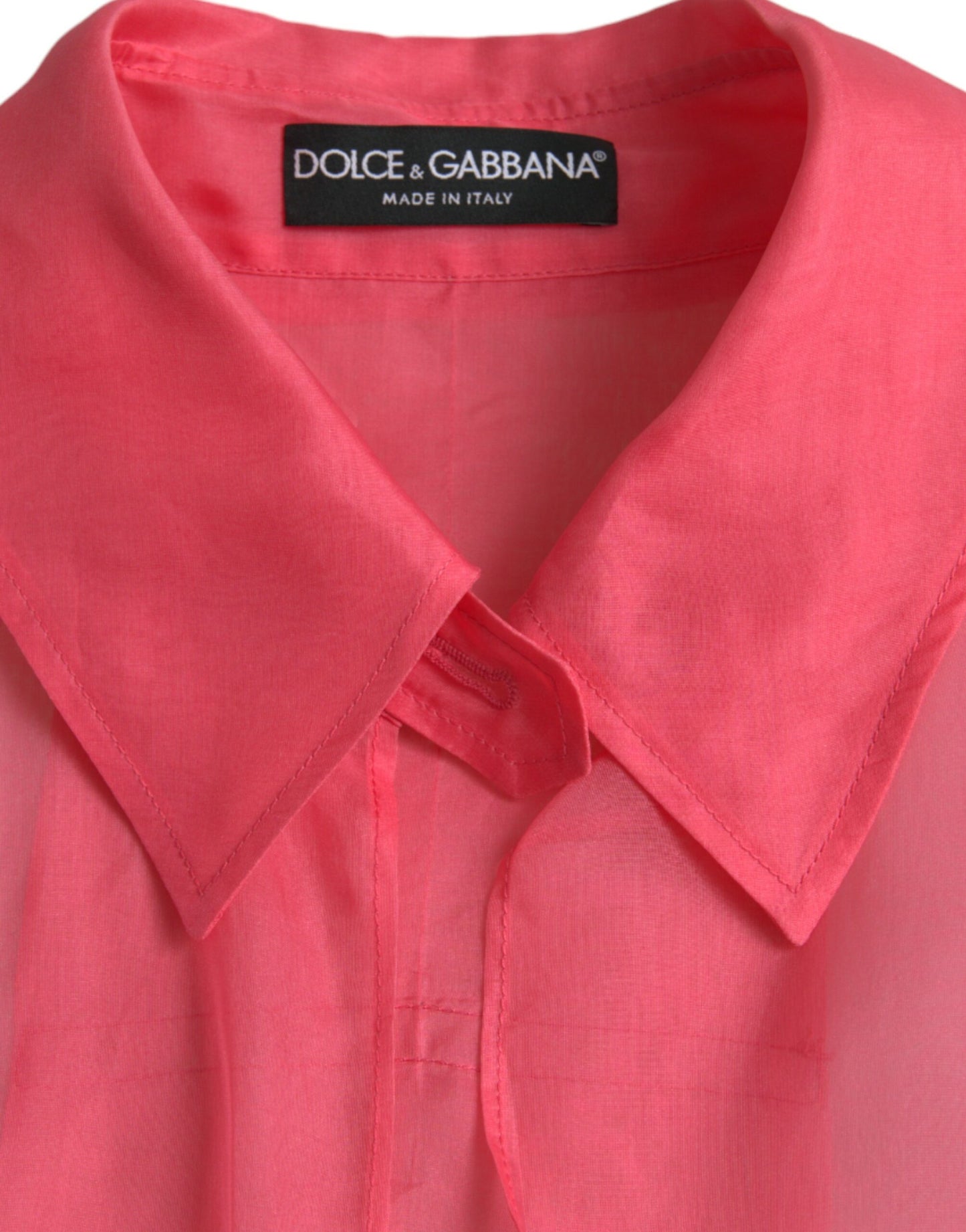 Dolce & Gabbana Pink Silk See Through Belted Long Coat Jacket