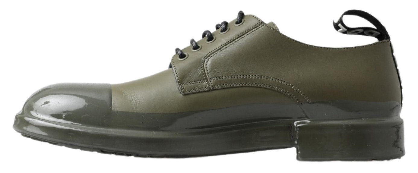 Dolce & Gabbana Emerald Elegance Leather Derby Shoes