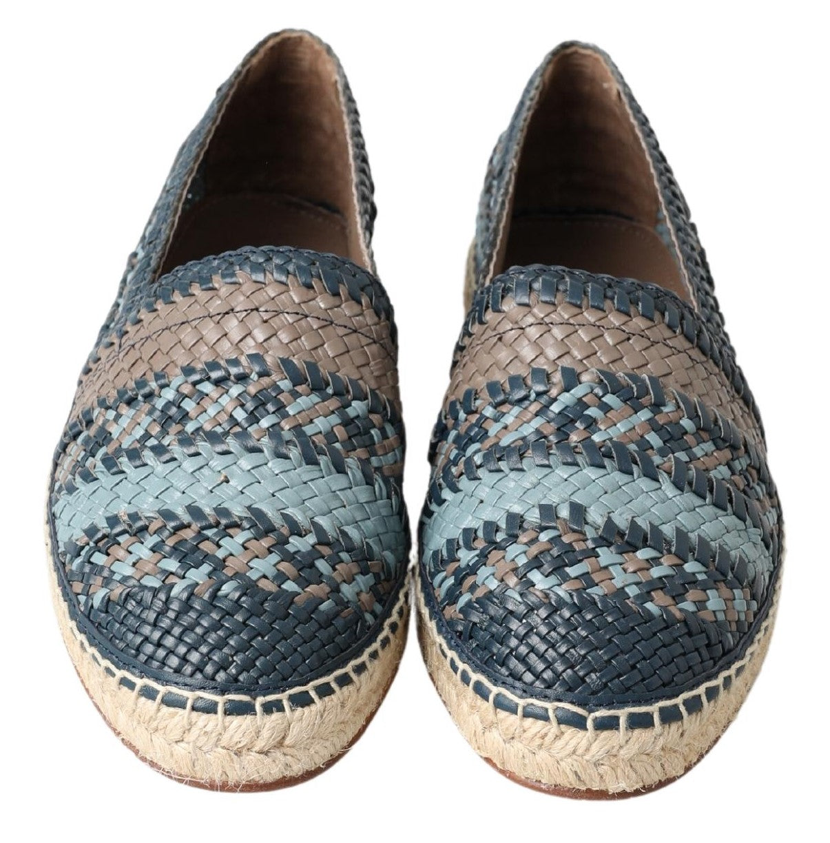 Dolce & Gabbana Blue Gray Leather Buffalo Espadrille Shoes