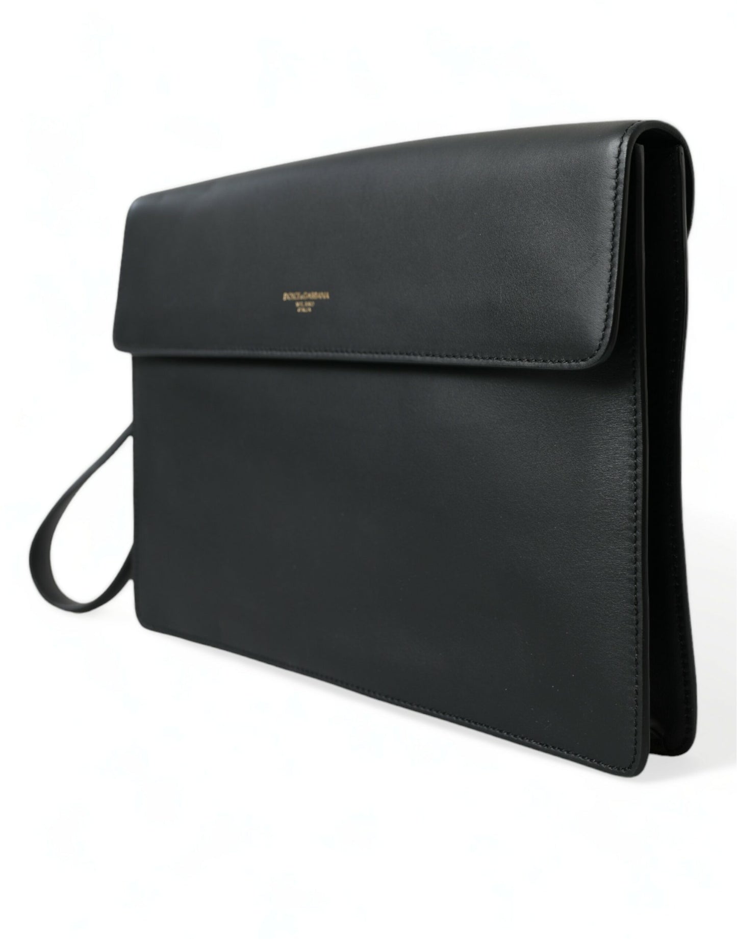 Dolce & Gabbana Black Calf Leather Large Logo Document Holder Clutch Bag