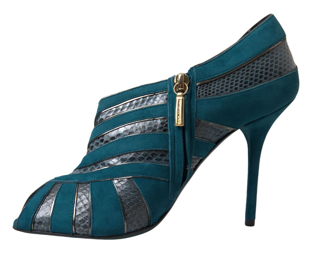 Dolce & Gabbana Chic Blue Peep Toe Stiletto Ankle Booties