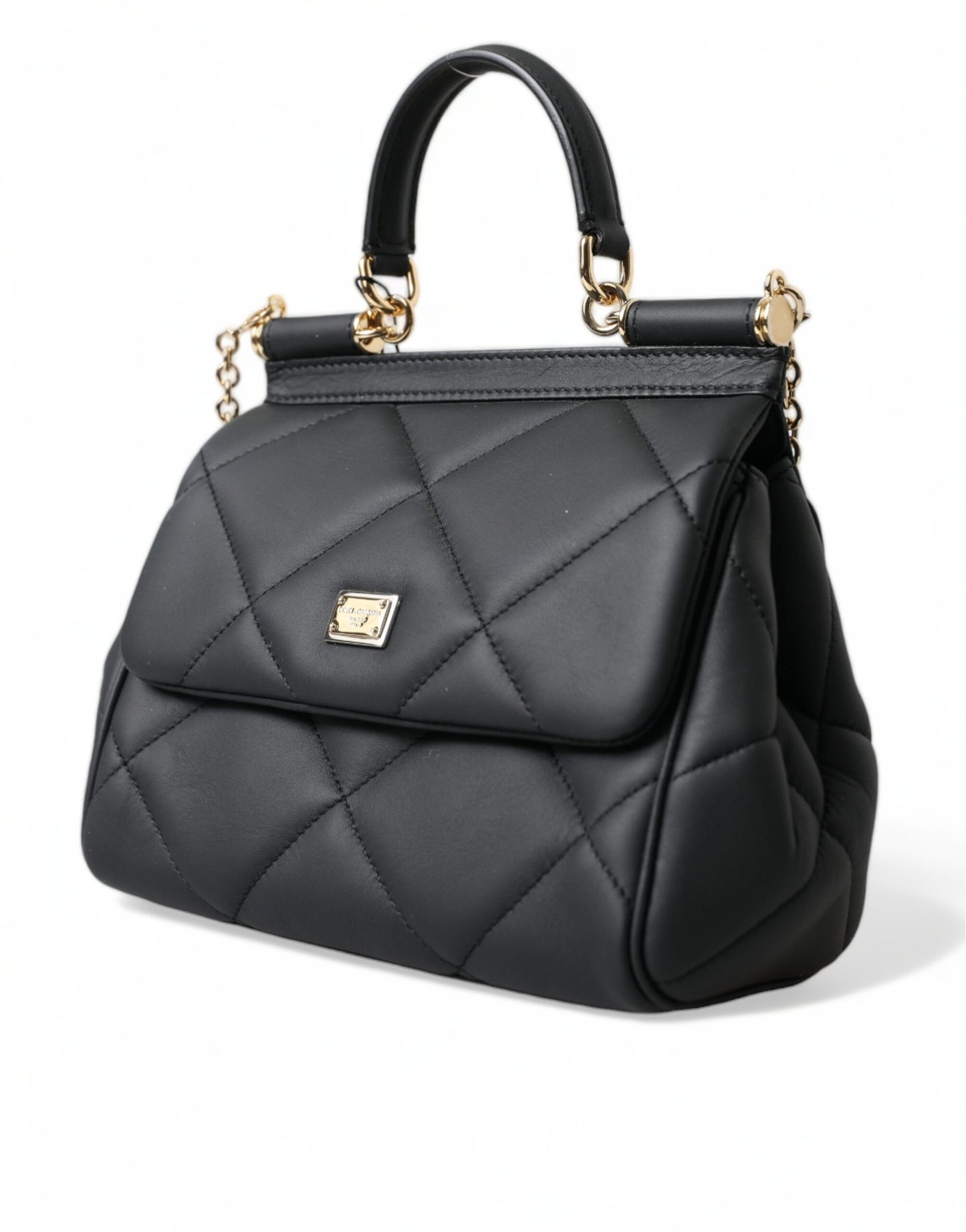 Dolce & Gabbana Elegant Black Leather Sicily Shoulder Bag