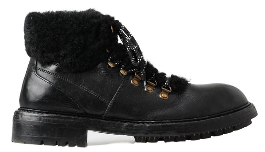 Dolce & Gabbana Elegant Shearling Style Men's Leather Boots