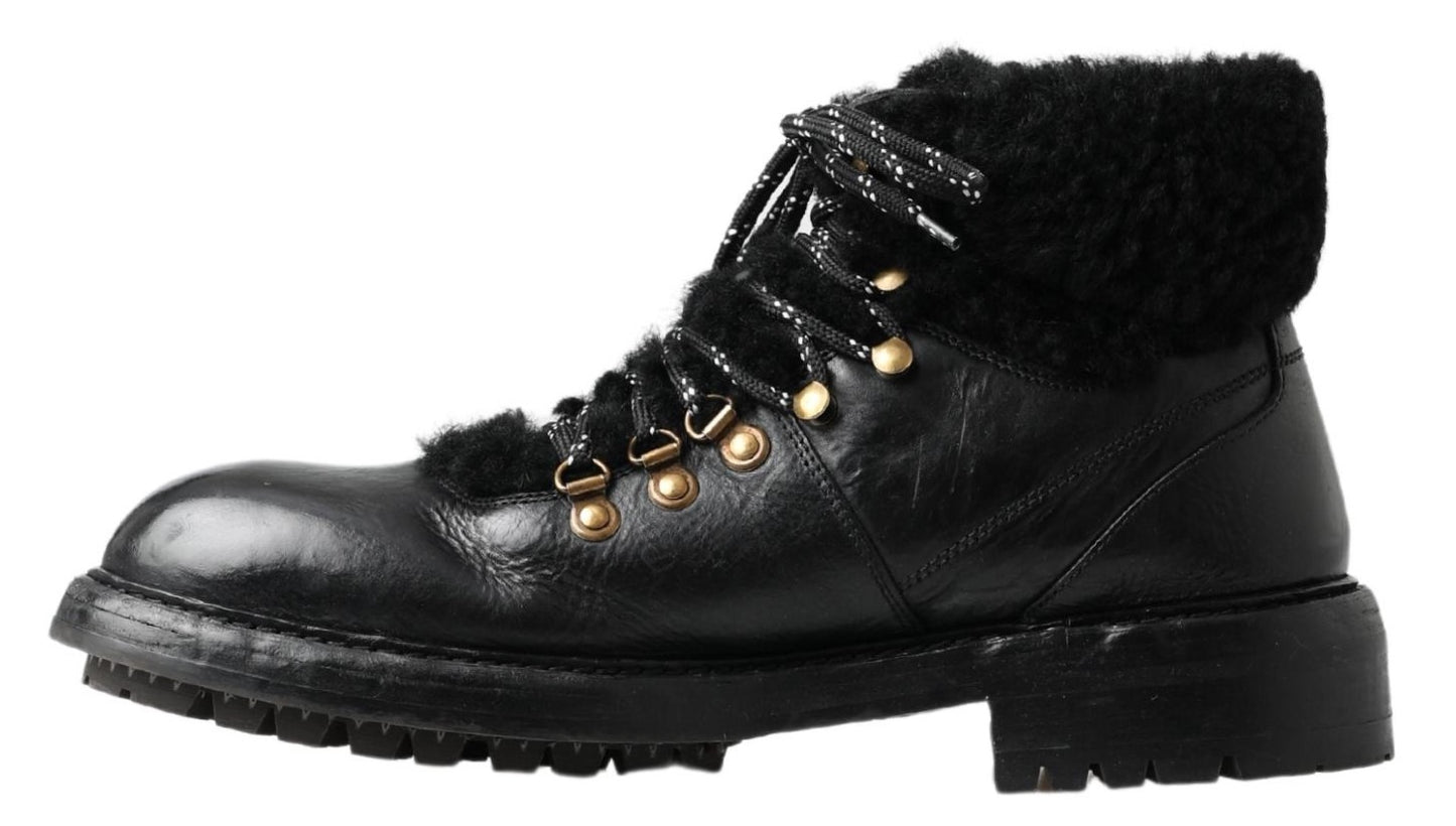 Dolce & Gabbana Elegant Shearling Style Men's Leather Boots