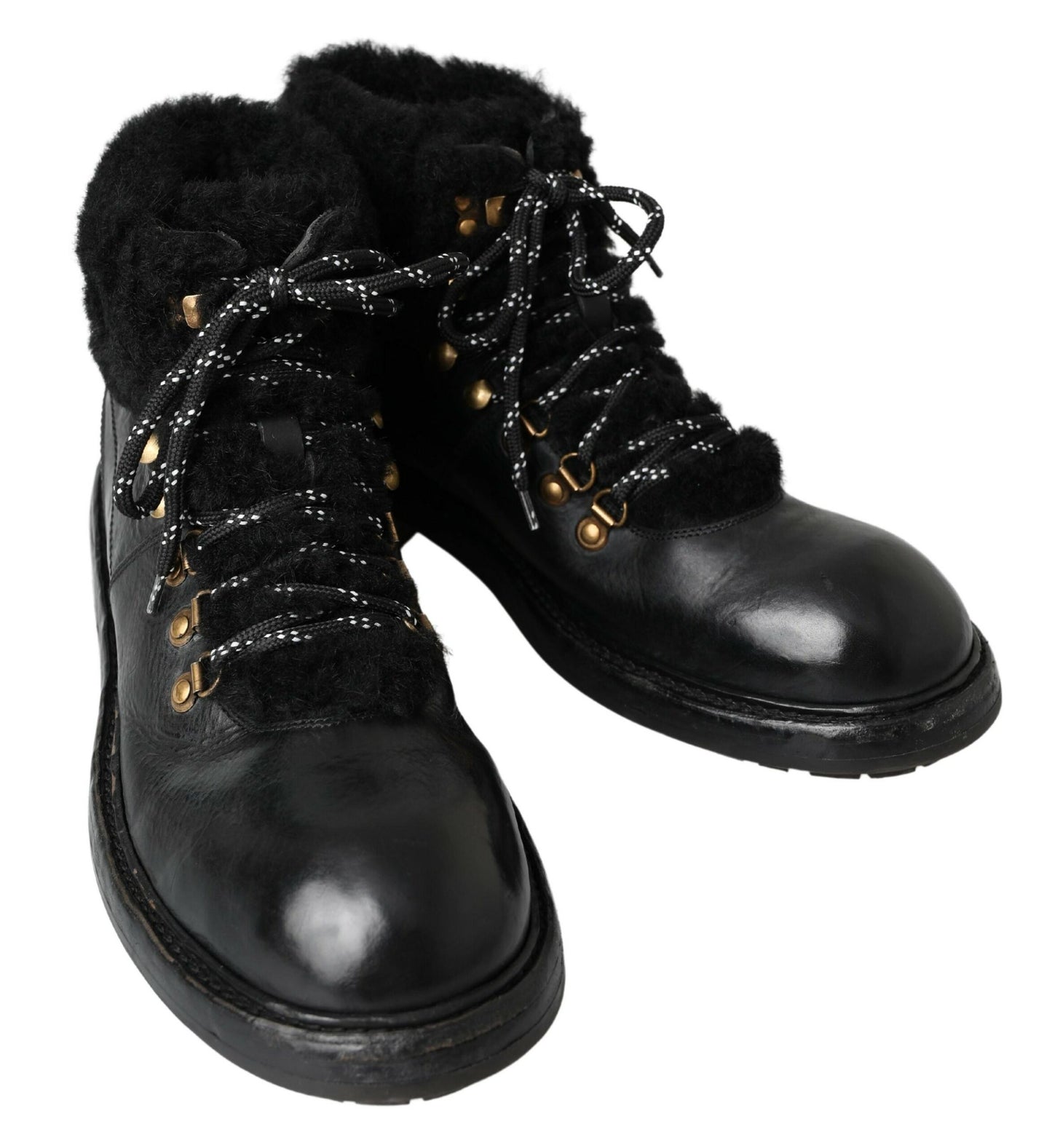 Dolce & Gabbana Elegant Shearling Style Men's Leather Boots