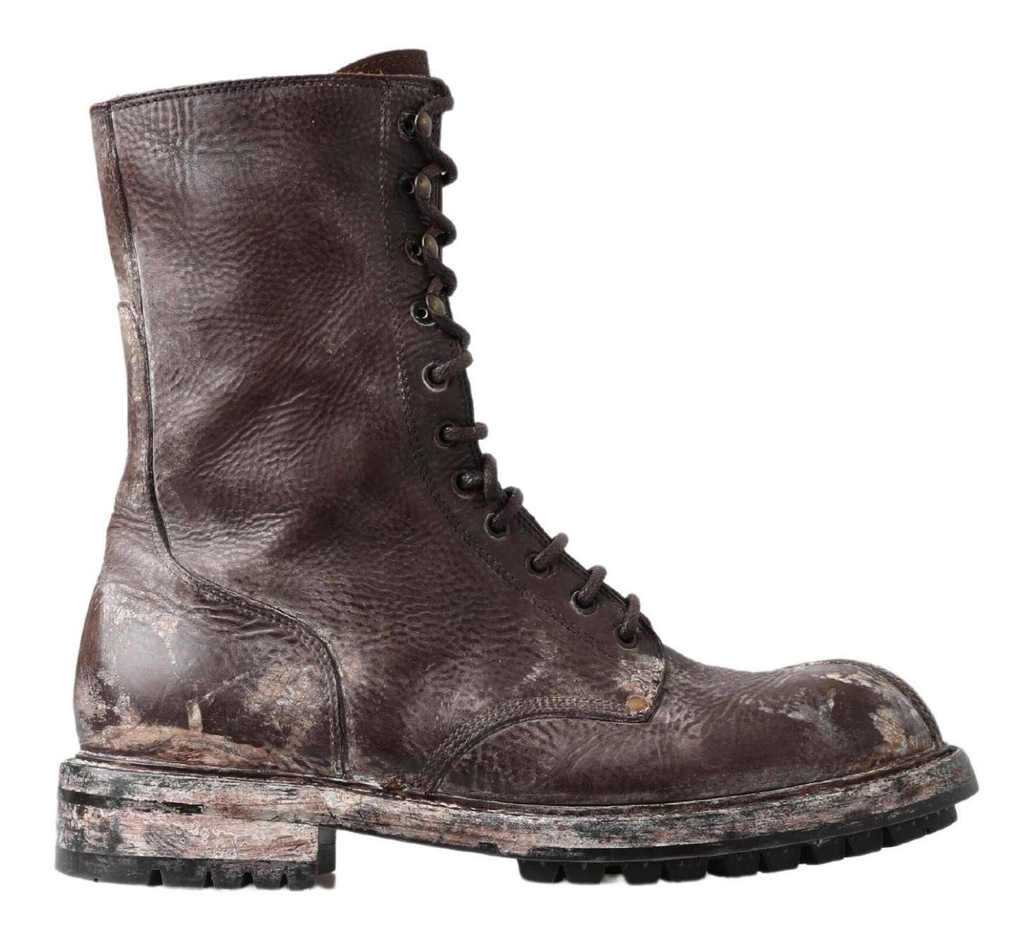 Dolce & Gabbana Brown Leather Combat Boots – Dapper Style