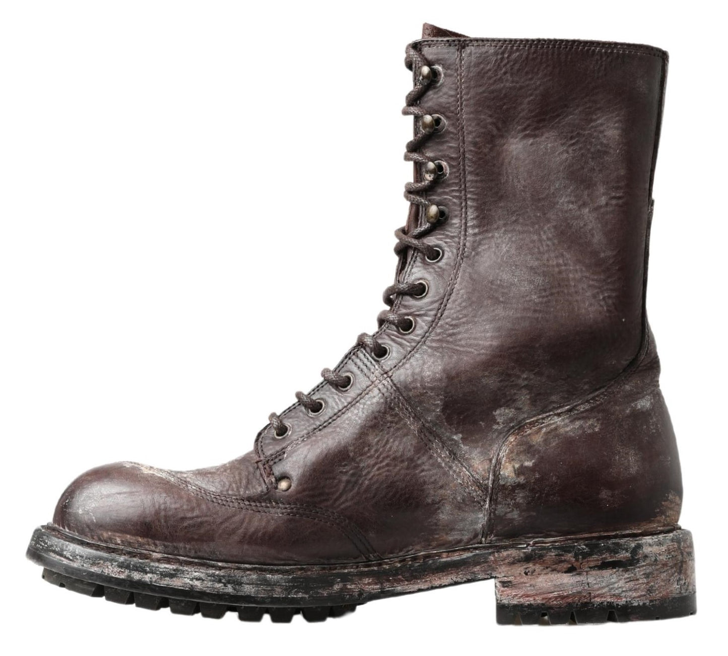 Dolce & Gabbana Brown Leather Combat Boots – Dapper Style