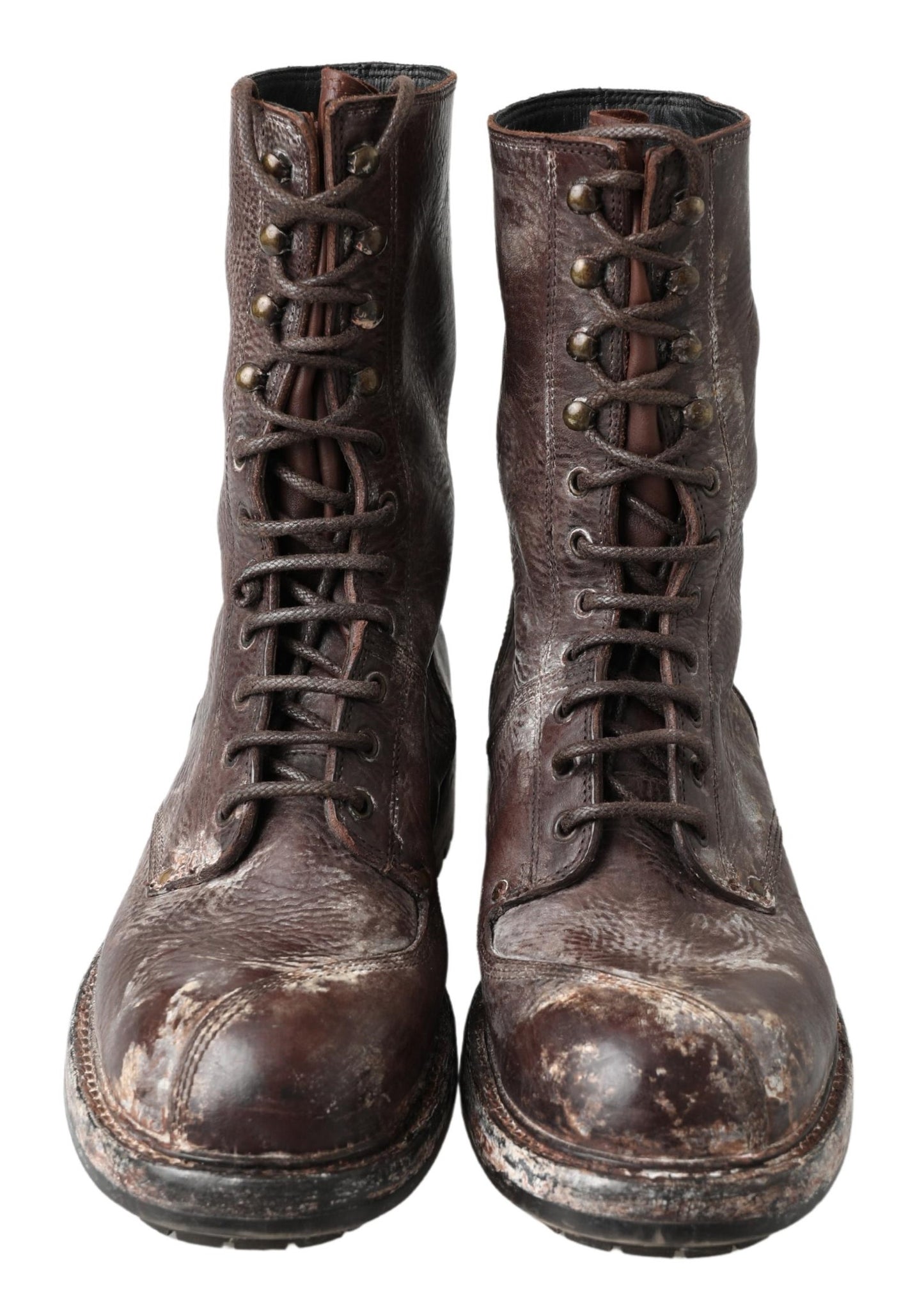 Dolce & Gabbana Brown Leather Combat Boots – Dapper Style