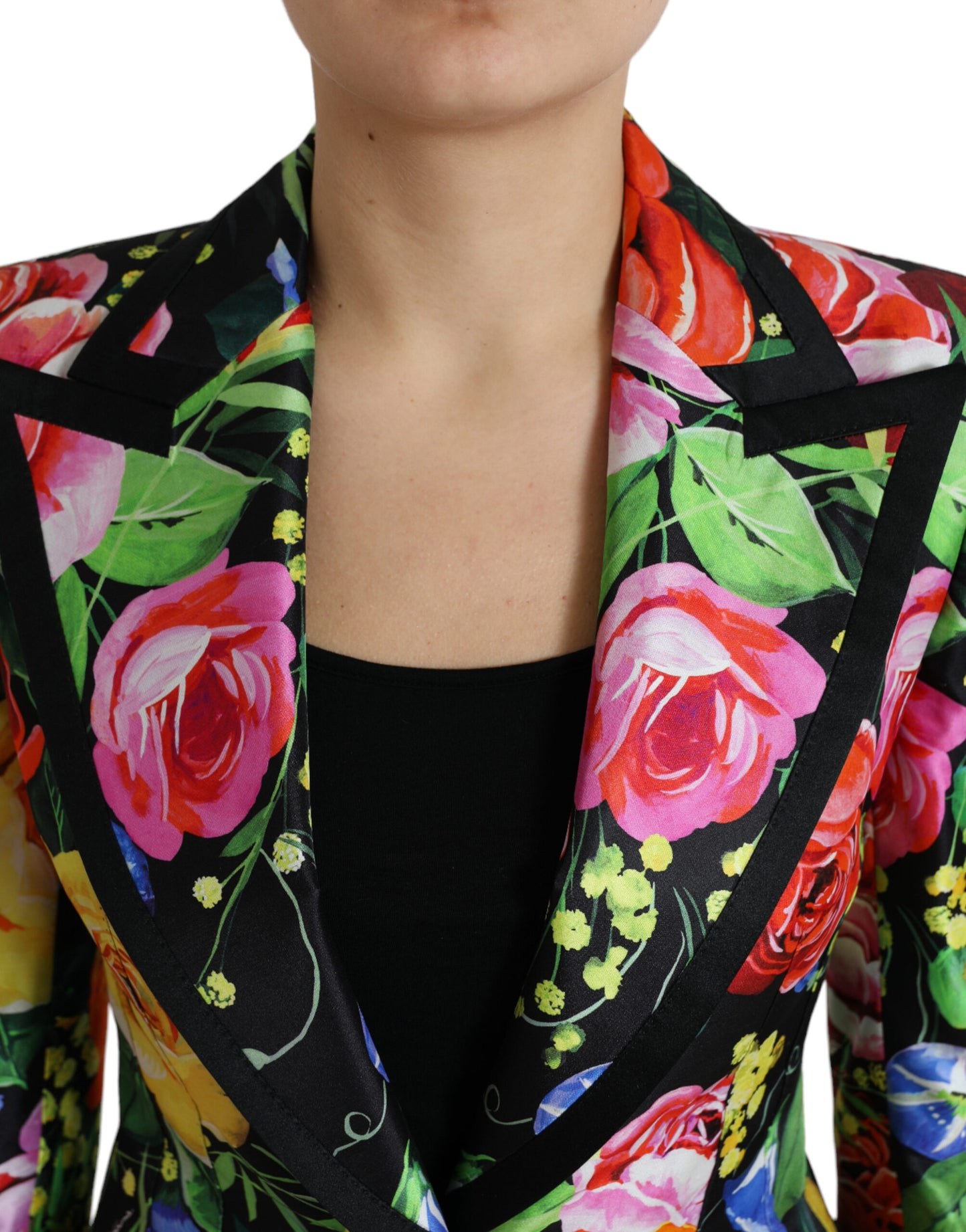 Dolce & Gabbana Multicolor Floral Print Silk Blazer Jacket