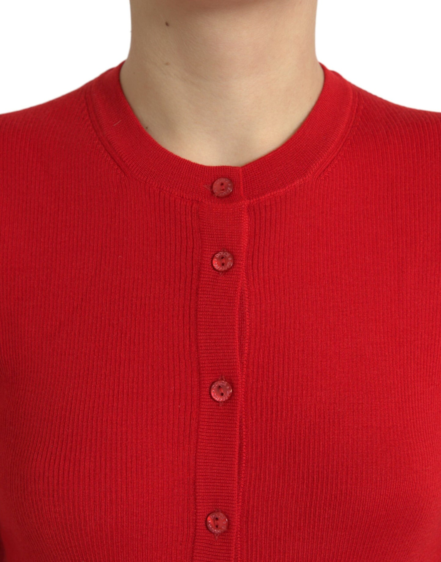 Dolce & Gabbana Red Cashmere Button Down Cardigan Sweater